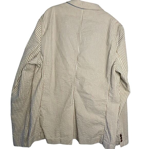 Tommy Hilfiger Brown White Striped Seersucker Blazer M Jacket Resort Vacation - Picture 5 of 7